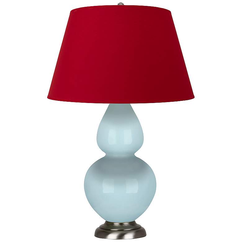 Image 1 Double Gourd 31"H Baby Blue And Silver Lamp w/ Black And Red Shade