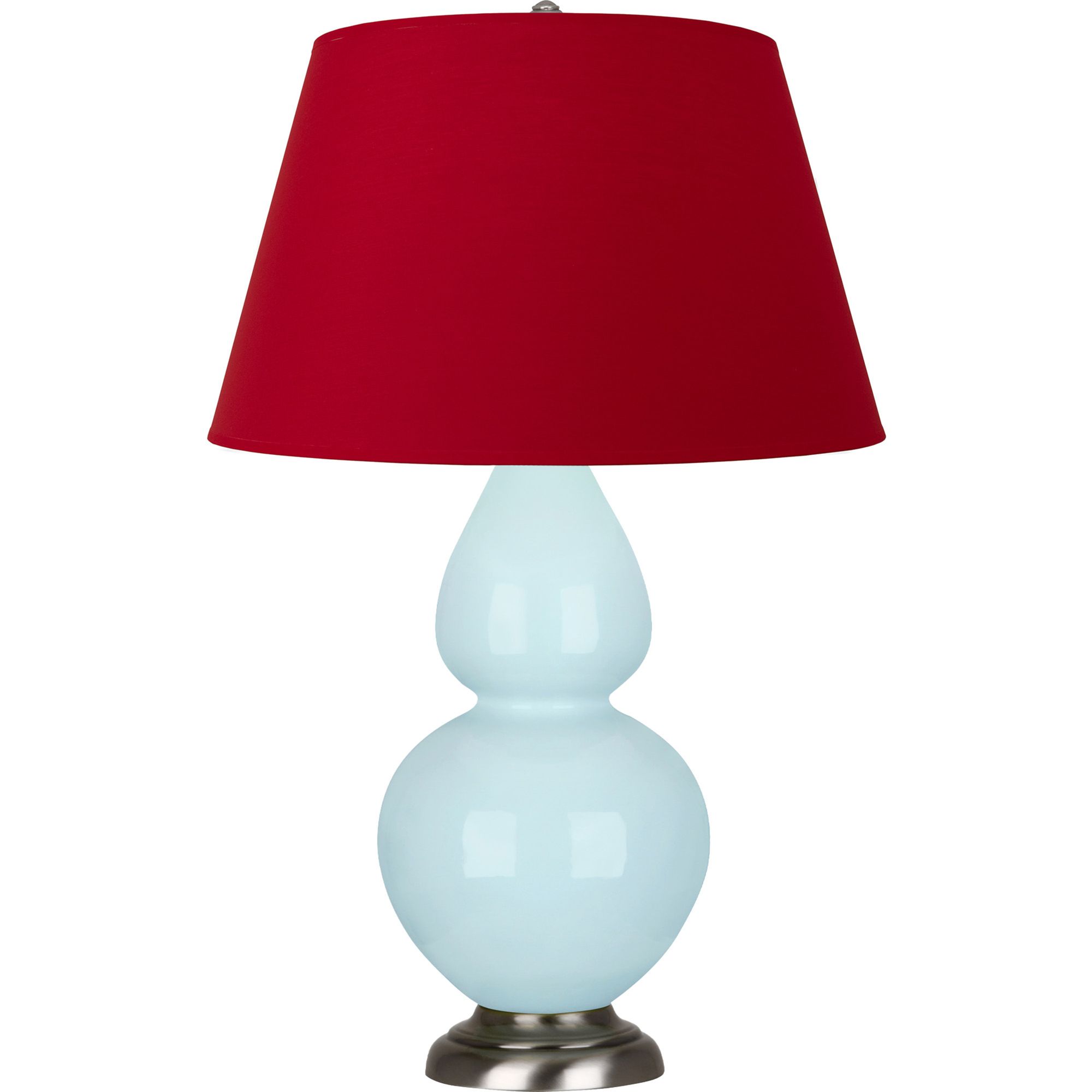 Image 2 Double Gourd 31"H Baby Blue And Silver Lamp w/ Black And Red Shade more views