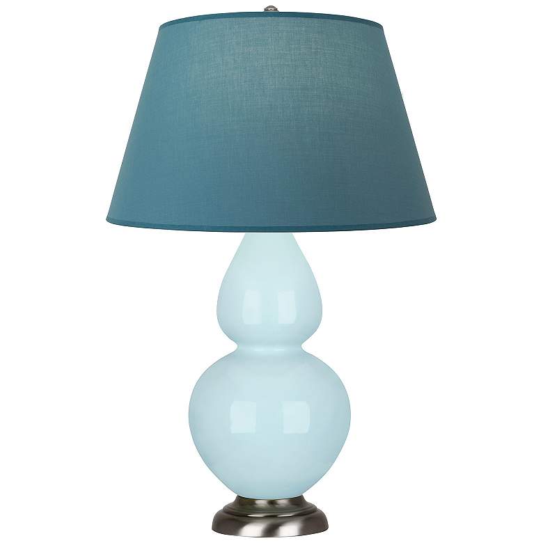Image 1 Double Gourd 31"H Baby Blue And Silver Lamp w/ Bright Blue And Gray Shade