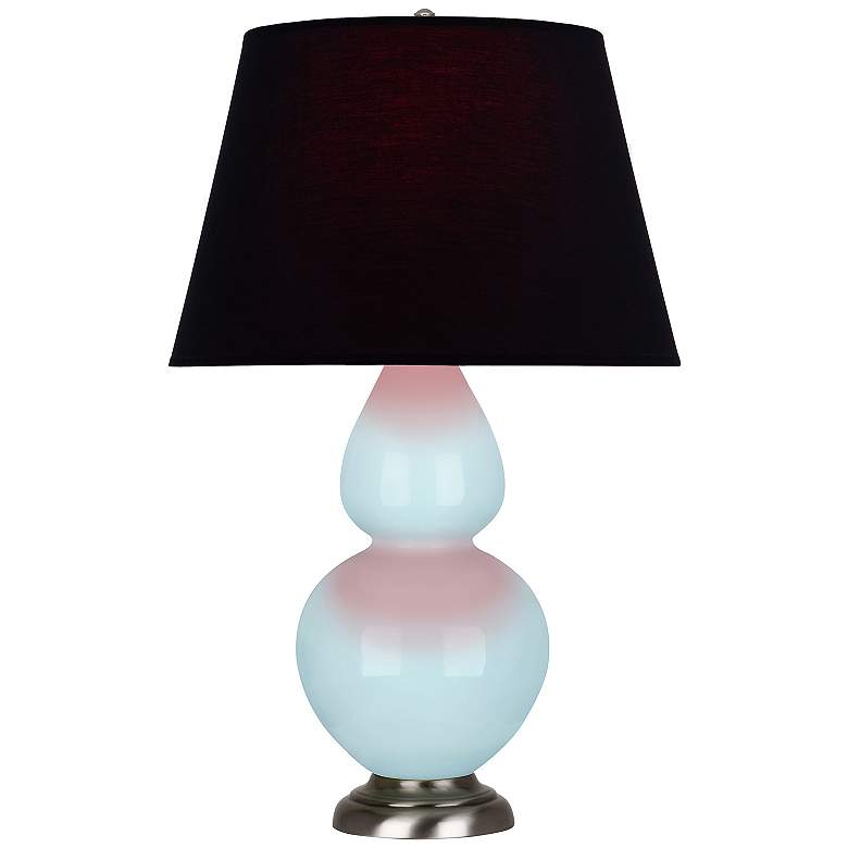 Image 1 Double Gourd 31"H Baby Blue And Silver Lamp w/ Ink And Rose Shade
