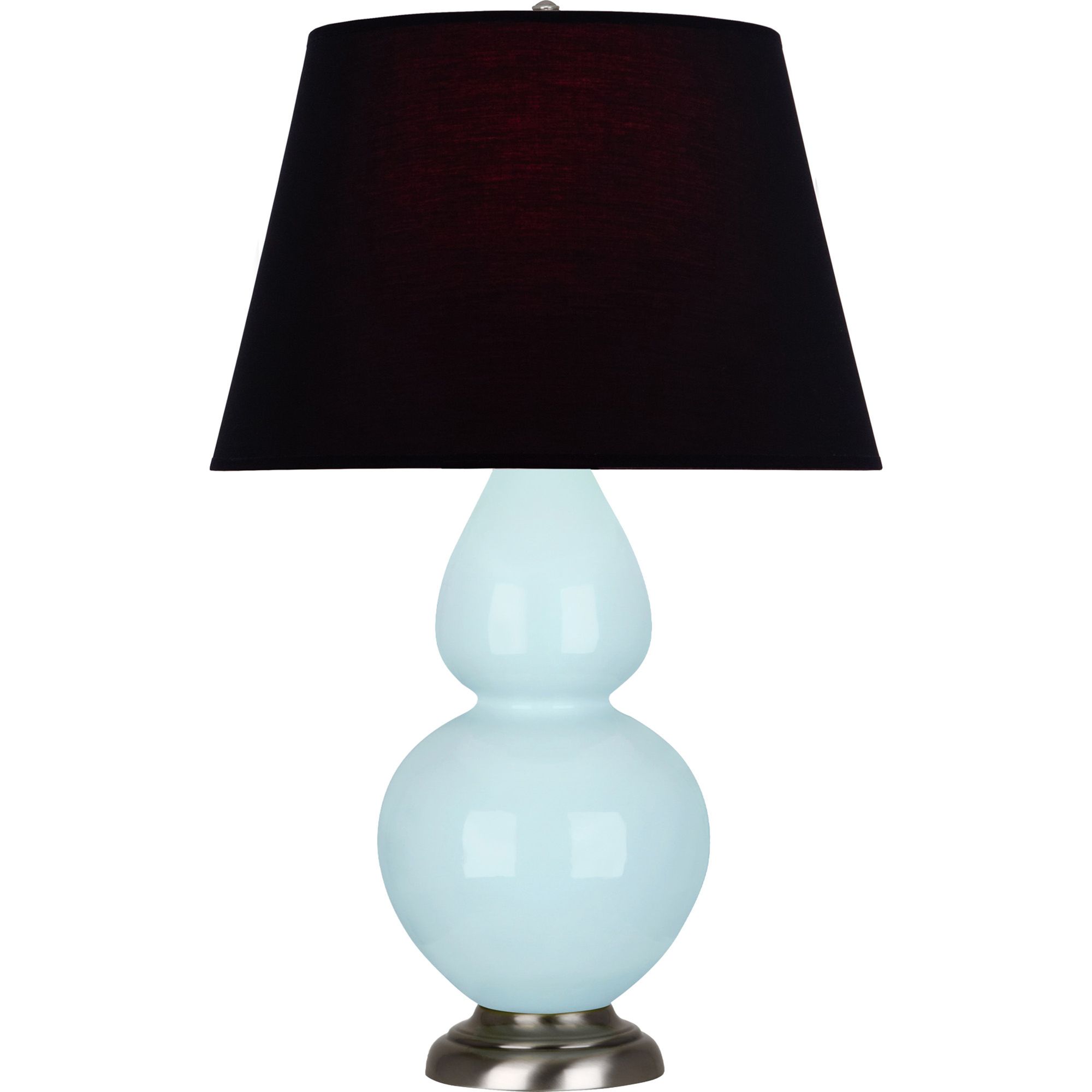 Image 2 Double Gourd 31"H Baby Blue And Silver Lamp w/ Ink And Rose Shade more views