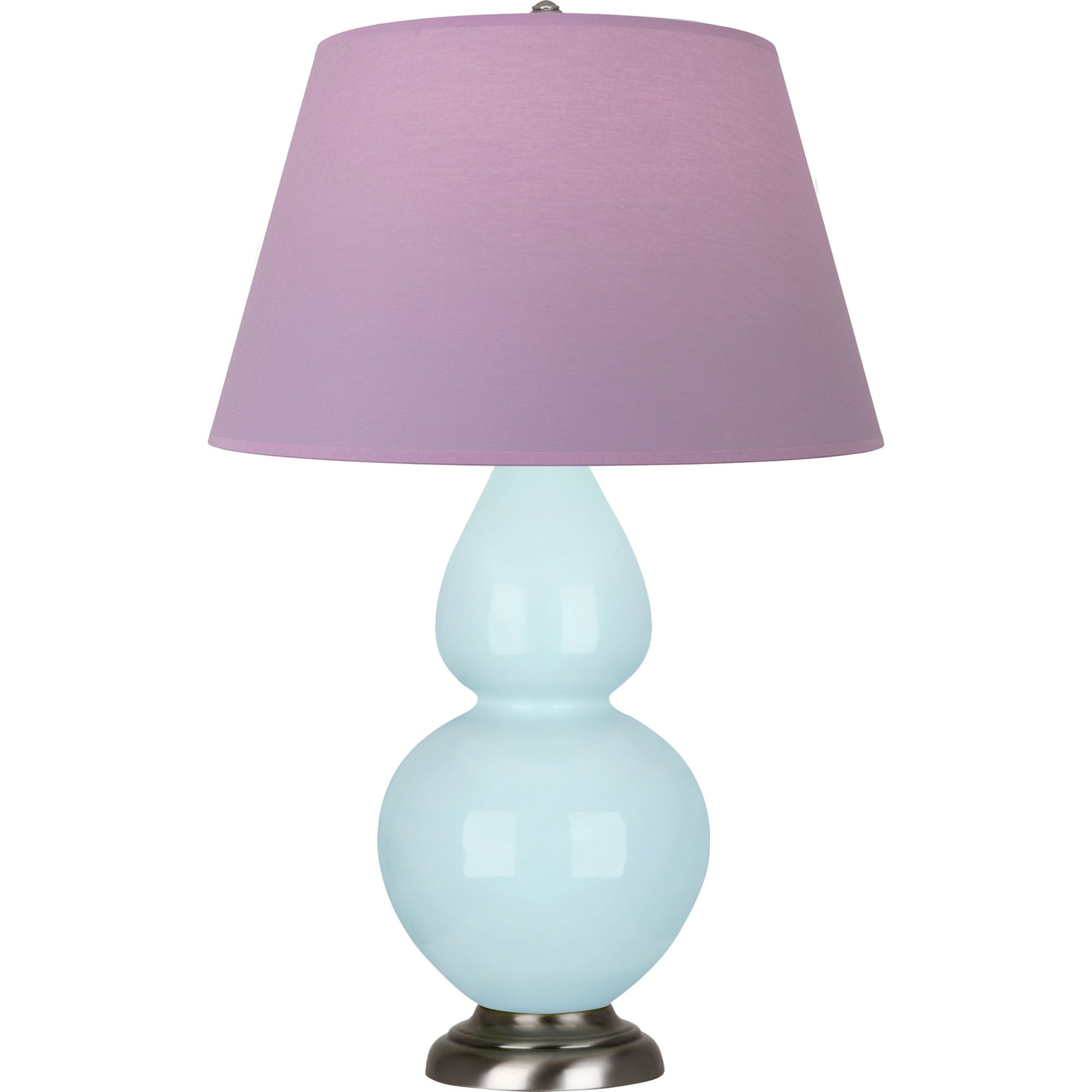 Image 2 Double Gourd 31"H Baby Blue And Silver Lamp w/ Lavender And Plum Shade more views