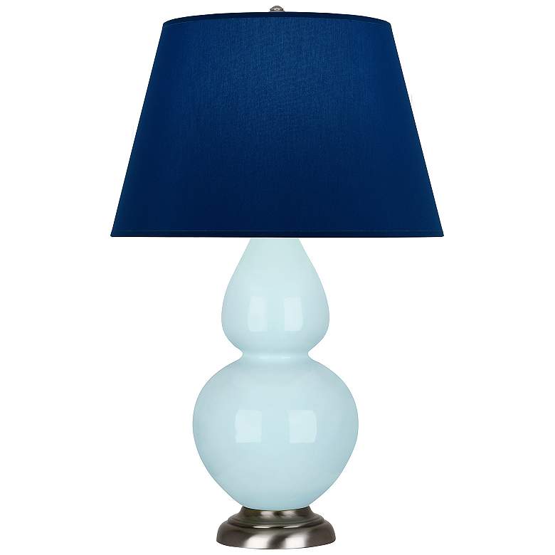 Image 1 Double Gourd 31"H Baby Blue And Silver Lamp w/ Navy And Gray Shade