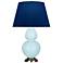 Double Gourd 31"H Baby Blue And Silver Lamp w/ Navy And Gray Shade