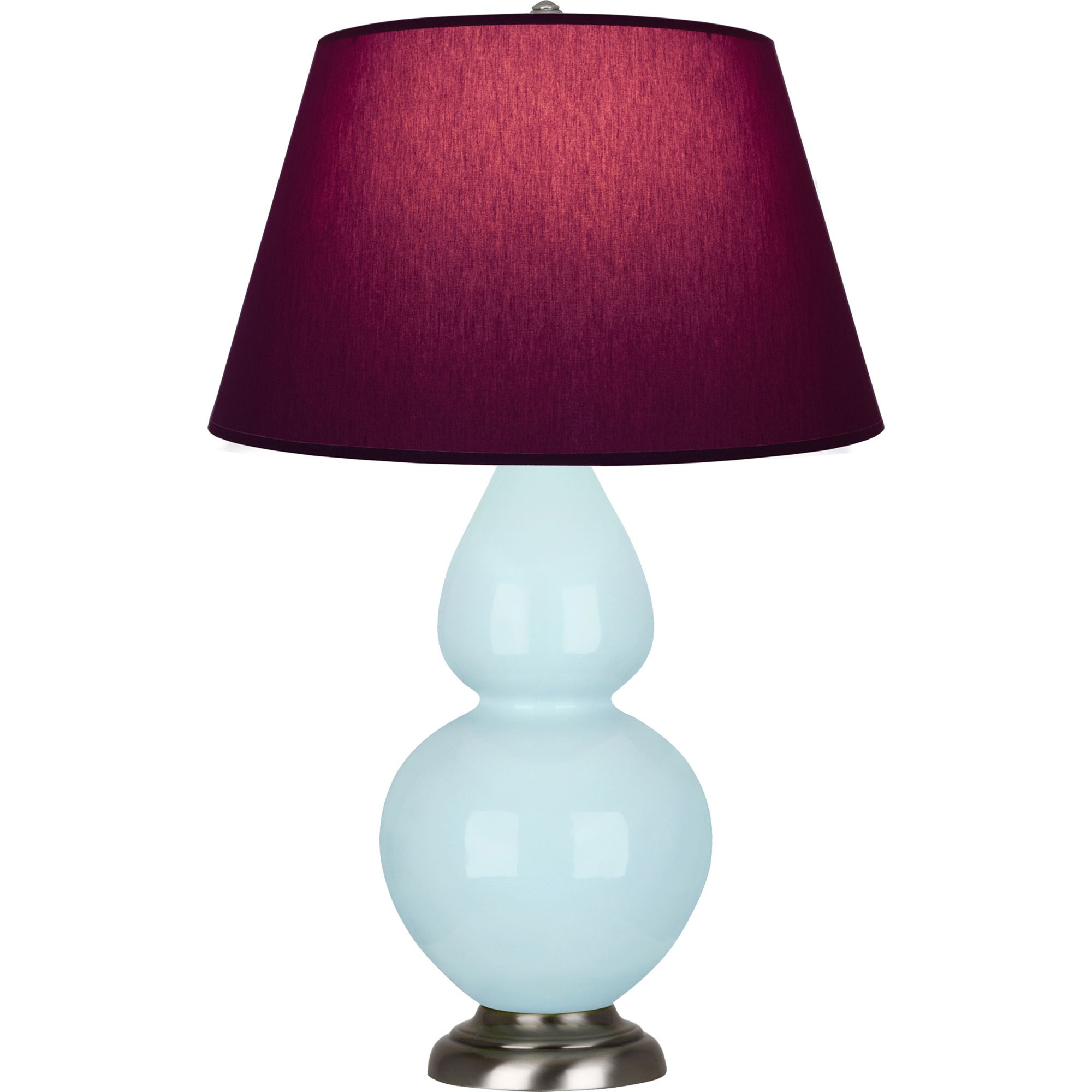 Image 2 Double Gourd 31"H Baby Blue And Silver Lamp w/ Plum And Lavender Shade more views
