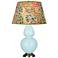 Double Gourd 31"H Baby Blue And Silver Table Lamp w/ Fall Floral Shade