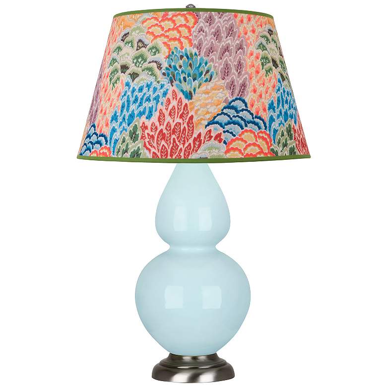 Image 1 Double Gourd 31"H Baby Blue And Silver Table Lamp w/ Spring Shade
