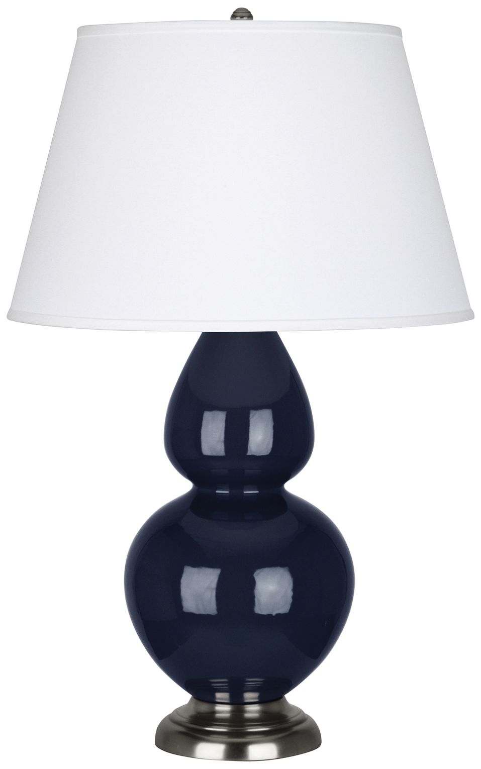 Double Gourd 31"H Blue And Antique Silver Table Lamp w/Pearl Made to Order