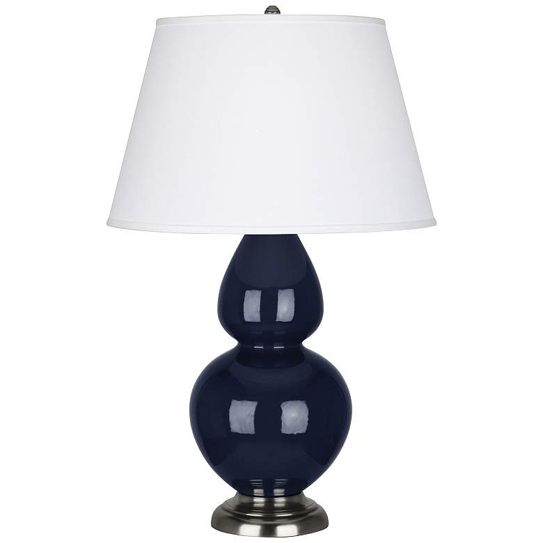 Image 1 Double Gourd 31"H Blue And Antique Silver Table Lamp With Pearl Shade