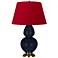 Double Gourd 31"H Blue And Brass Table Lamp w/ Black And Red Shade