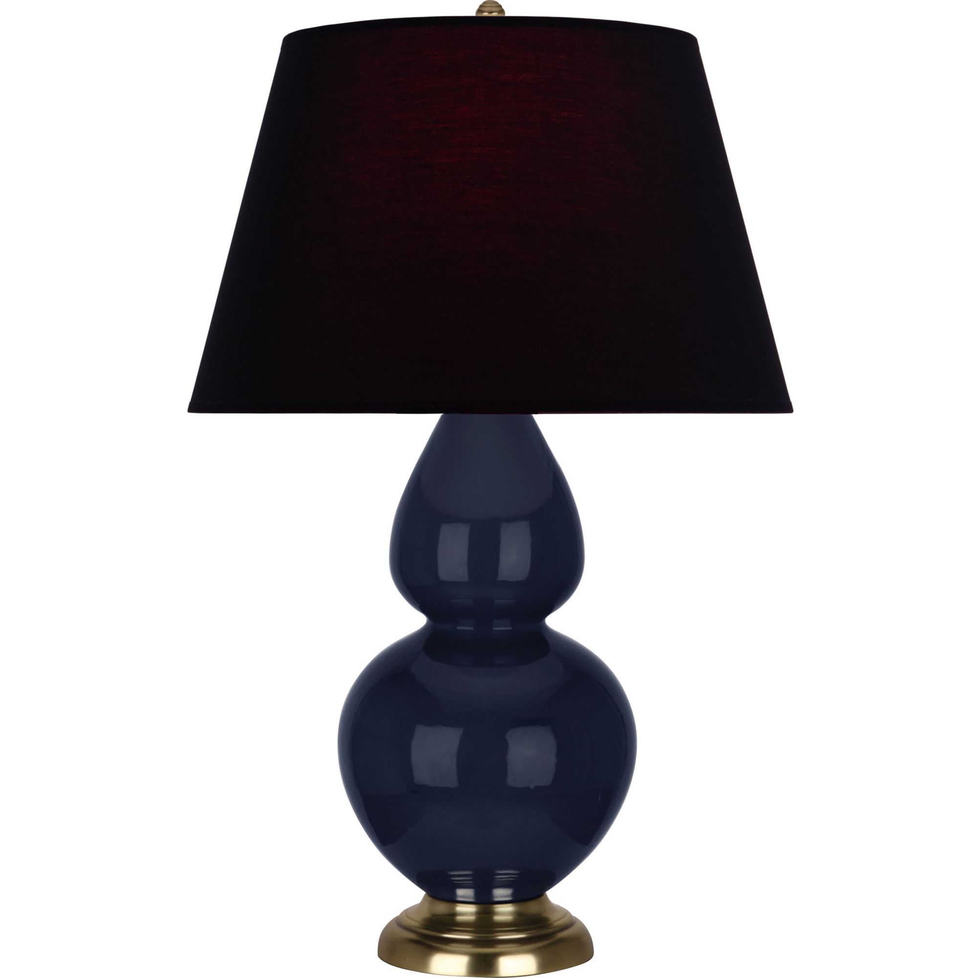Image 2 Double Gourd 31"H Blue And Brass Table Lamp w/ Ink And Rose Shade more views