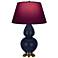 Double Gourd 31"H Blue And Brass Table Lamp w/ Plum And Lavender Shade