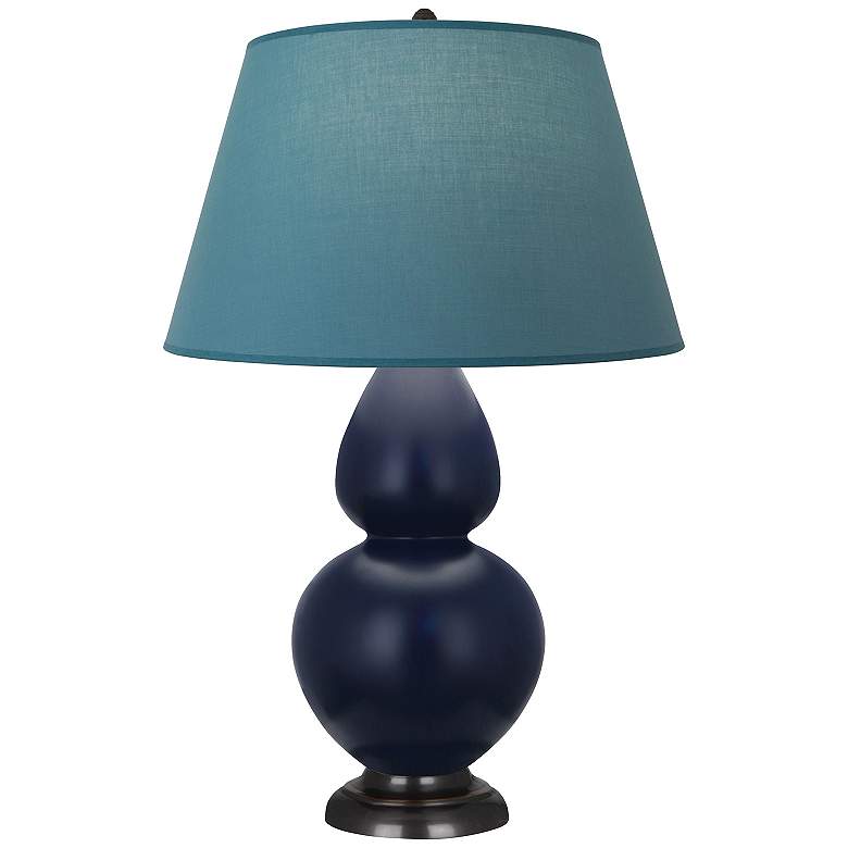 Image 1 Double Gourd 31"H Blue And Bronze Lamp w/ Bright Blue And Gray Shade