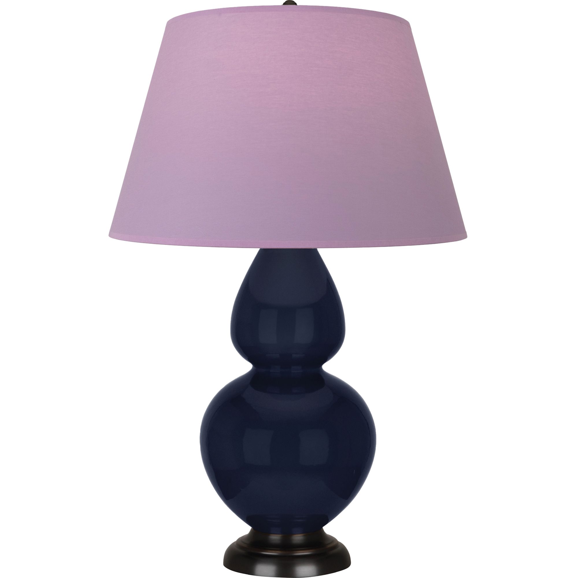 Image 2 Double Gourd 31"H Blue And Bronze Lamp w/ Lavender And Plum Shade more views