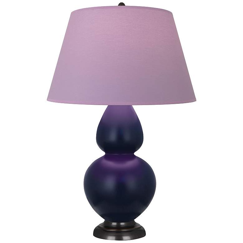 Image 1 Double Gourd 31"H Blue And Bronze Lamp w/ Lavender And Plum Shade