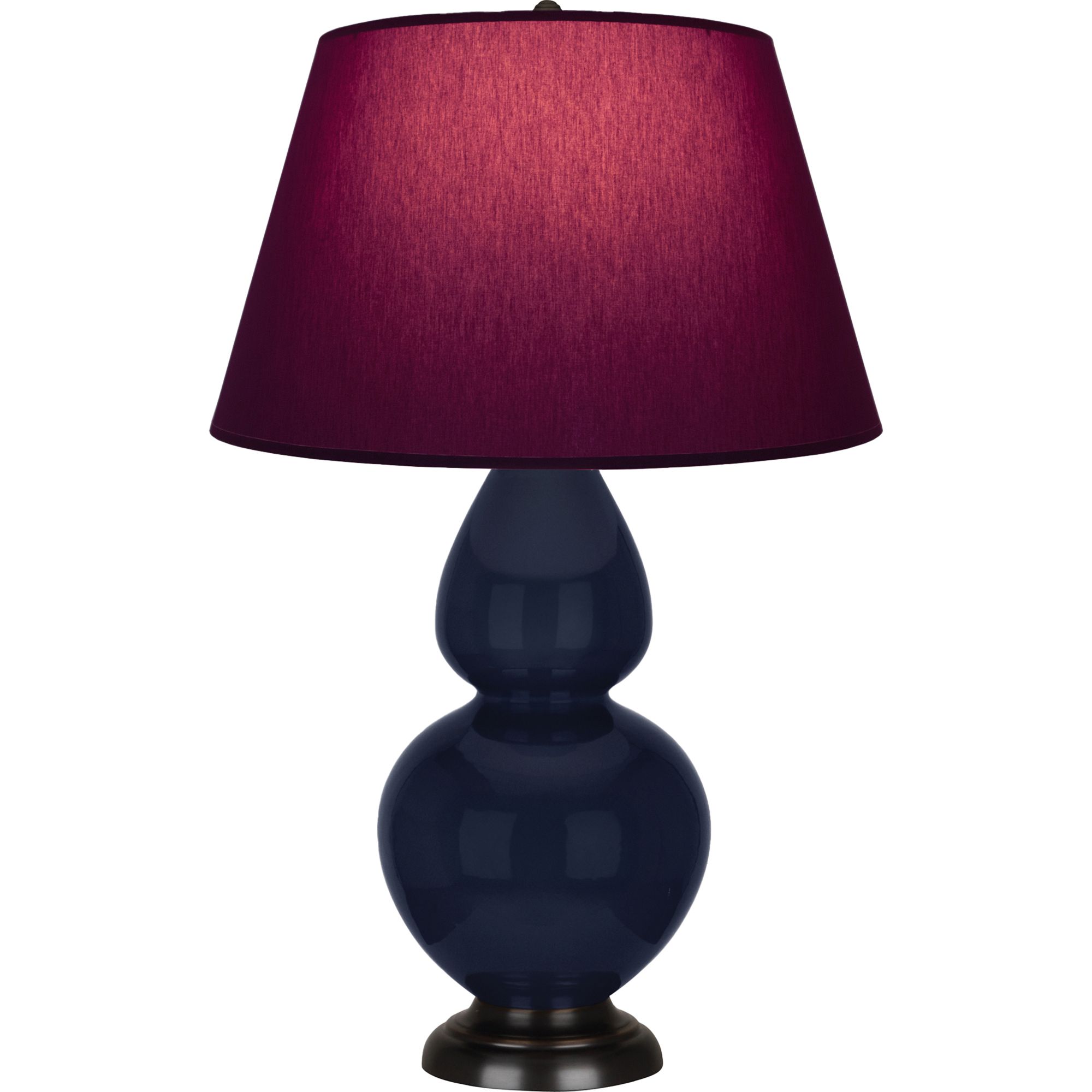 Image 2 Double Gourd 31"H Blue And Bronze Lamp w/ Plum And Lavender Shade more views