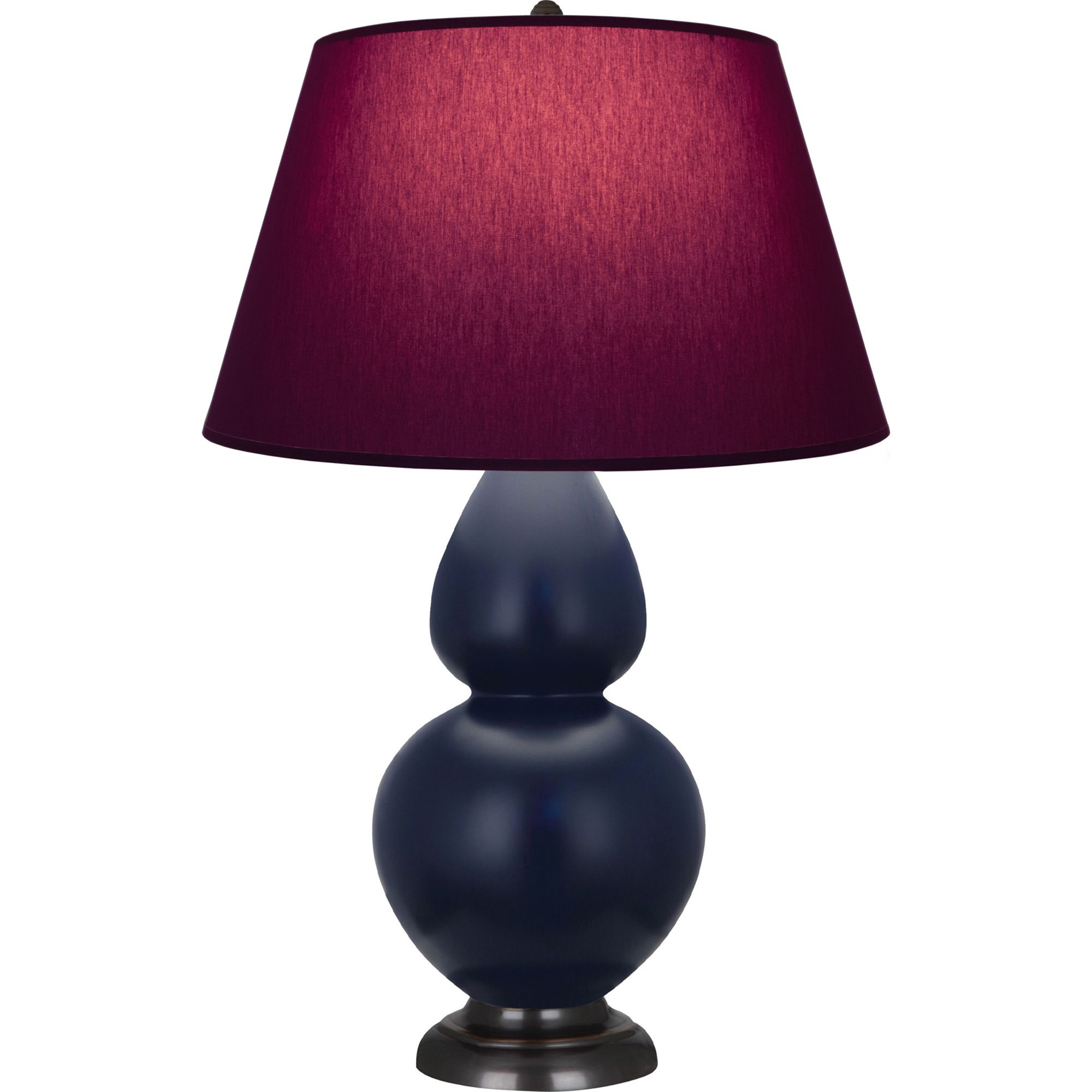 Image 2 Double Gourd 31"H Blue And Bronze Lamp w/ Plum And Lavender Shade more views