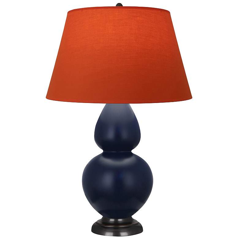 Image 1 Double Gourd 31"H Blue And Bronze Lamp w/ Tangerine And Taupe Shade