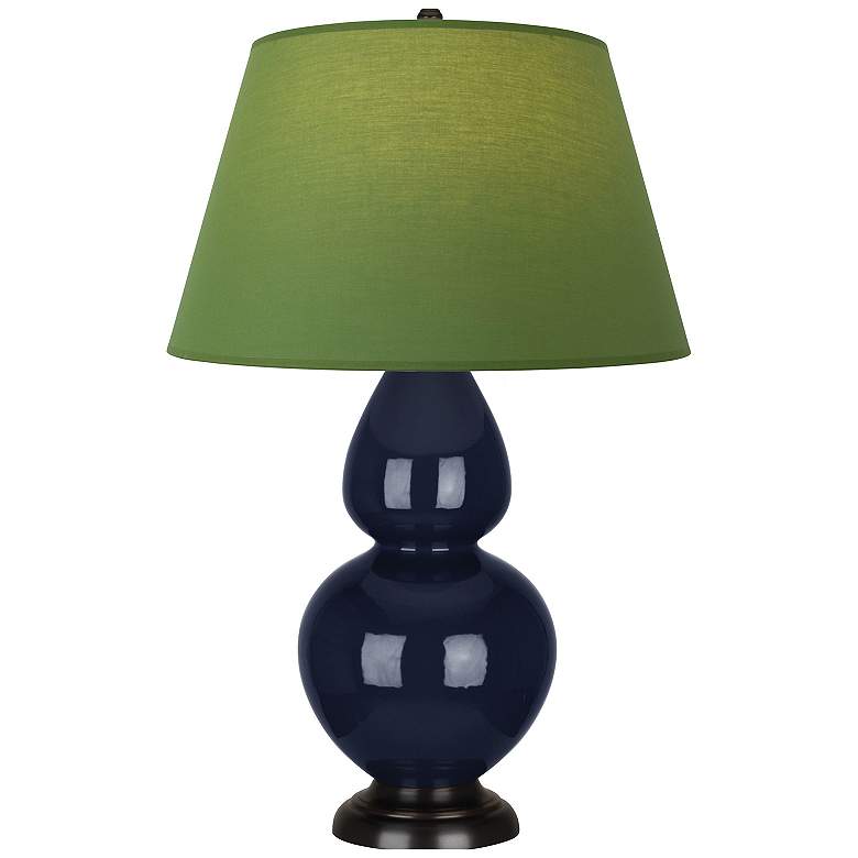 Image 1 Double Gourd 31"H Blue And Bronze Lamp w/ Tea Green And Taupe Shade