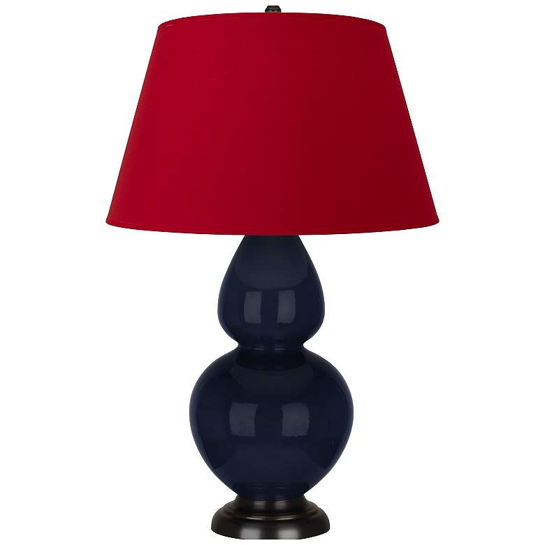 Image 1 Double Gourd 31"H Blue And Bronze Table Lamp w/ Black And Red Shade
