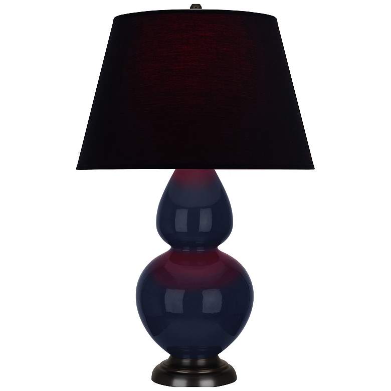 Image 1 Double Gourd 31"H Blue And Bronze Table Lamp w/ Ink And Rose Shade