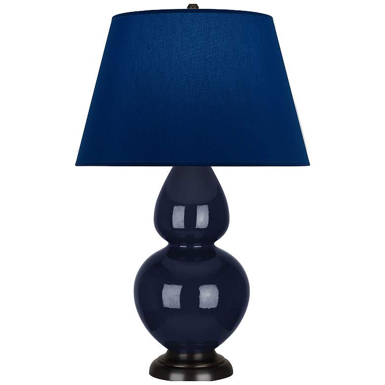 Image 1 Double Gourd 31"H Blue And Bronze Table Lamp w/ Navy And Gray Shade