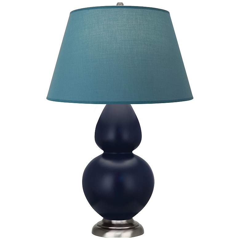 Image 1 Double Gourd 31"H Blue And Silver Lamp w/ Bright Blue And Gray Shade