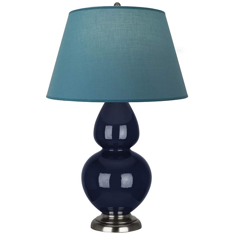 Image 1 Double Gourd 31"H Blue And Silver Lamp w/ Bright Blue And Gray Shade