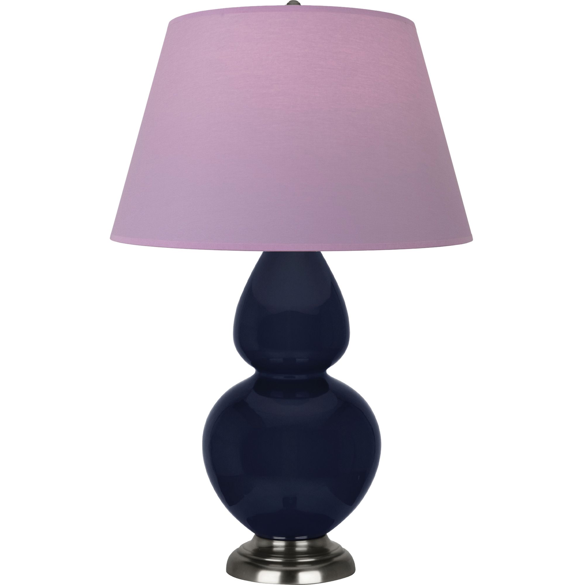 Image 2 Double Gourd 31"H Blue And Silver Lamp w/ Lavender And Plum Shade more views