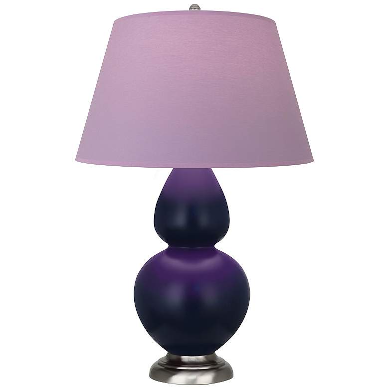 Image 1 Double Gourd 31"H Blue And Silver Lamp w/ Lavender And Plum Shade