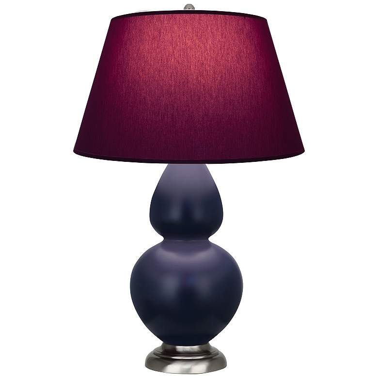 Image 1 Double Gourd 31"H Blue And Silver Lamp w/ Plum And Lavender Shade