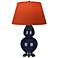 Double Gourd 31"H Blue And Silver Lamp w/ Tangerine And Taupe Shade