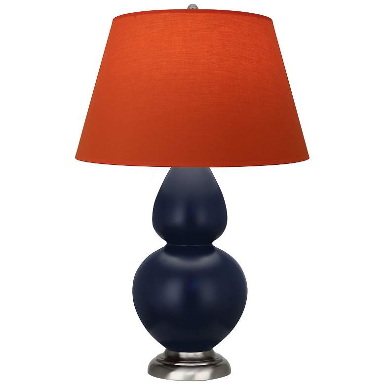 Image 1 Double Gourd 31"H Blue And Silver Lamp w/ Tangerine And Taupe Shade
