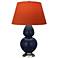 Double Gourd 31"H Blue And Silver Lamp w/ Tangerine And Taupe Shade