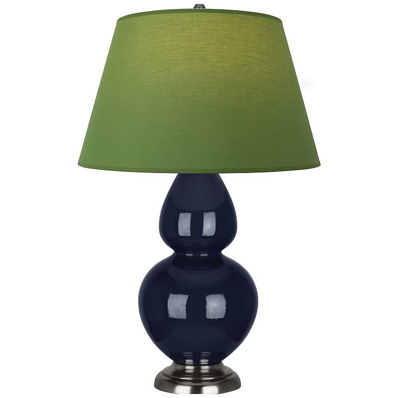 Image 1 Double Gourd 31"H Blue And Silver Lamp w/ Tea Green And Taupe Shade