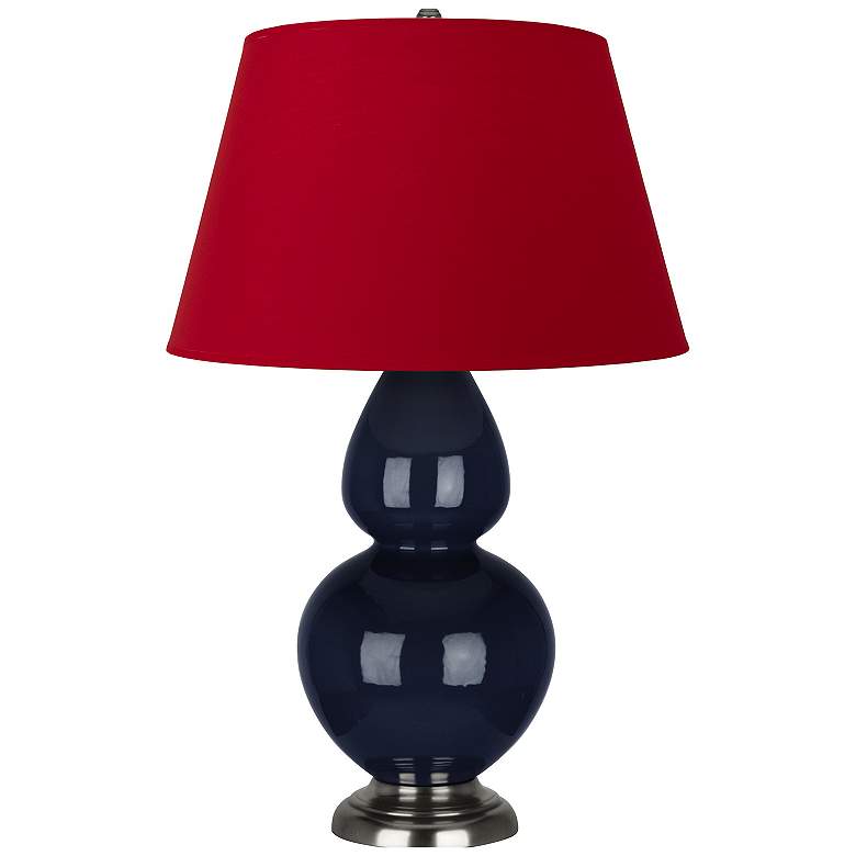 Image 1 Double Gourd 31"H Blue And Silver Table Lamp w/ Black And Red Shade