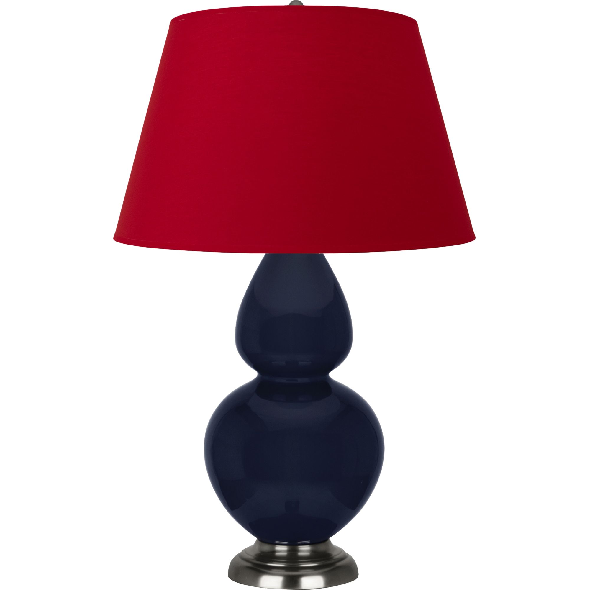 Image 2 Double Gourd 31"H Blue And Silver Table Lamp w/ Black And Red Shade more views
