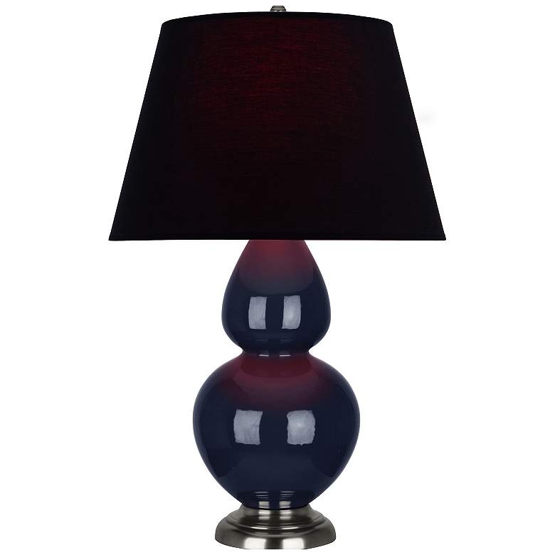 Image 1 Double Gourd 31"H Blue And Silver Table Lamp w/ Ink And Rose Shade