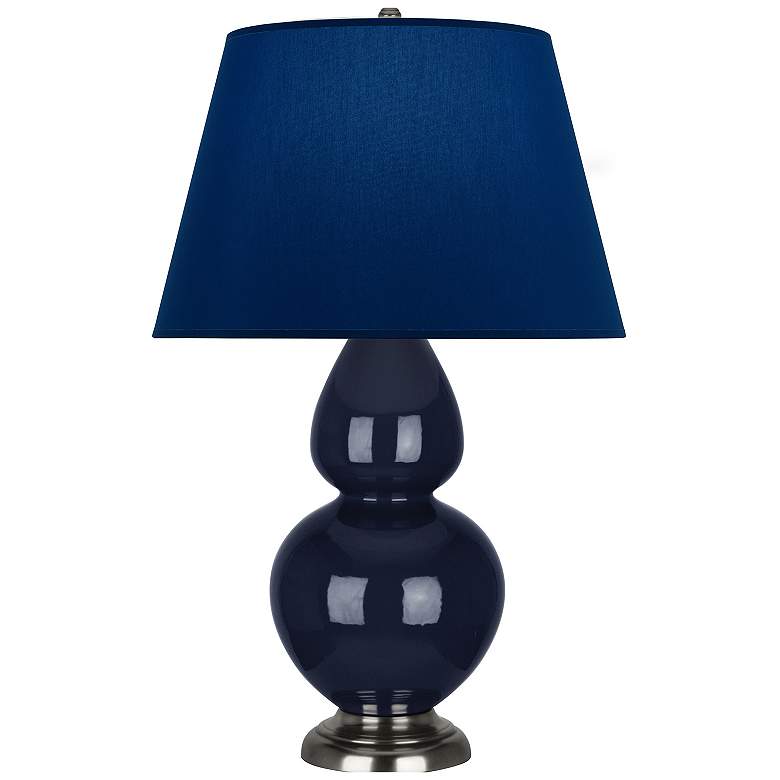 Image 1 Double Gourd 31"H Blue And Silver Table Lamp w/ Navy And Gray Shade