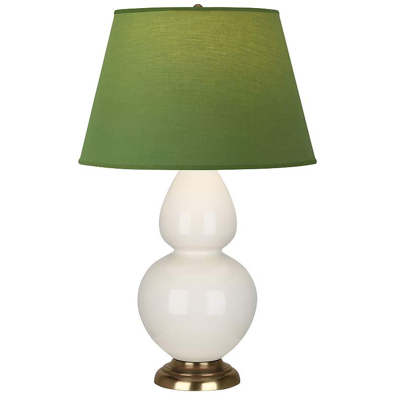 Image 1 Double Gourd 31"H Bone And Brass Lamp w/ Tea Green And Taupe Shade