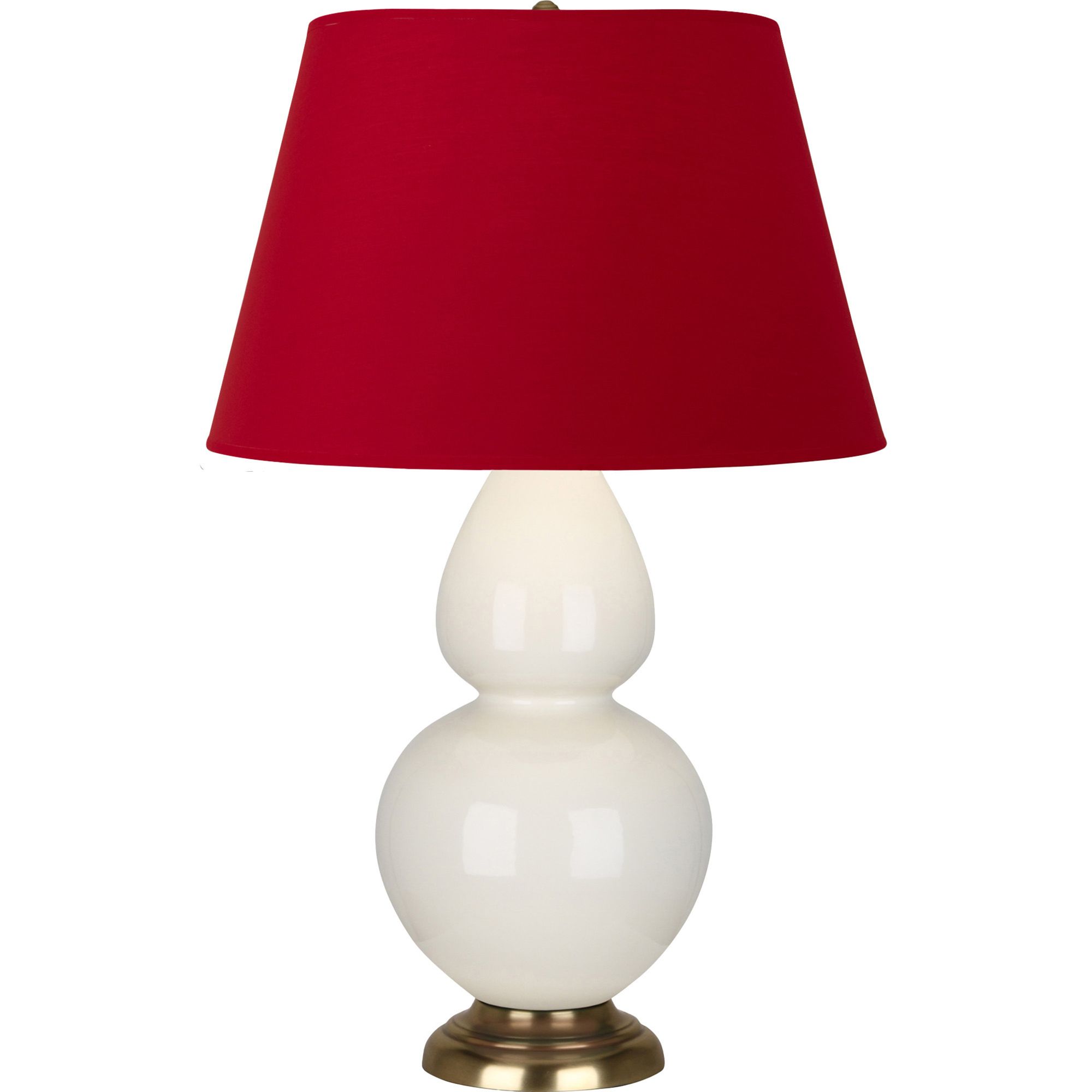 Image 2 Double Gourd 31"H Bone And Brass Table Lamp w/ Black And Red Shade more views