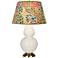 Double Gourd 31"H Bone And Brass Table Lamp w/ Fall Floral Shade