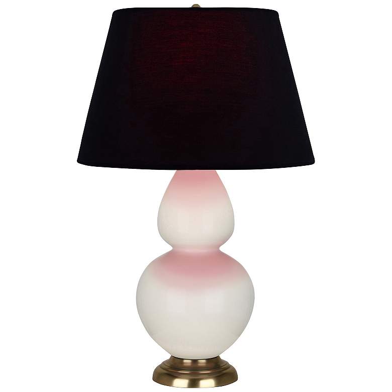 Image 1 Double Gourd 31"H Bone And Brass Table Lamp w/ Ink And Rose Shade