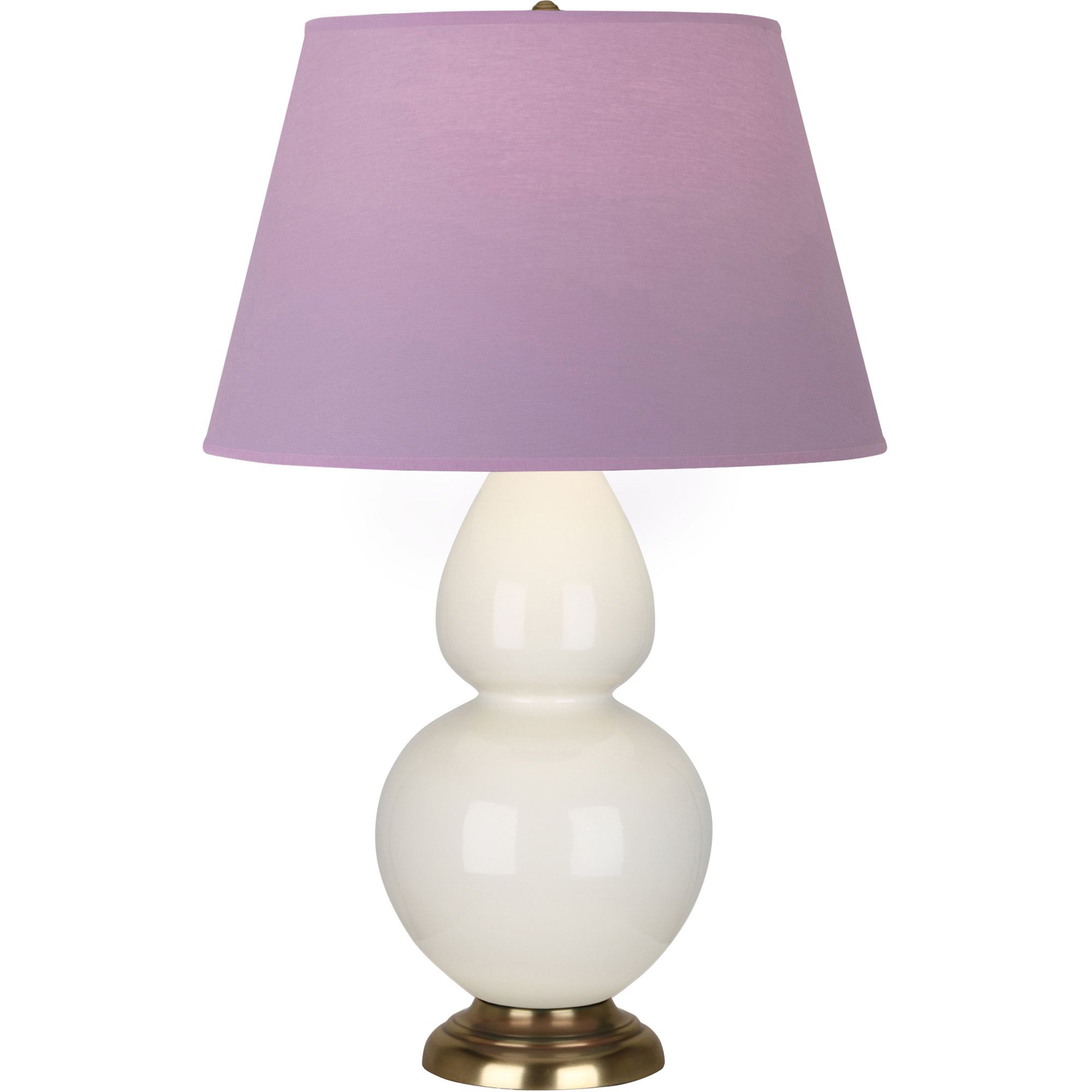 Image 2 Double Gourd 31"H Bone And Brass Table Lamp w/ Lavender And Plum Shade more views