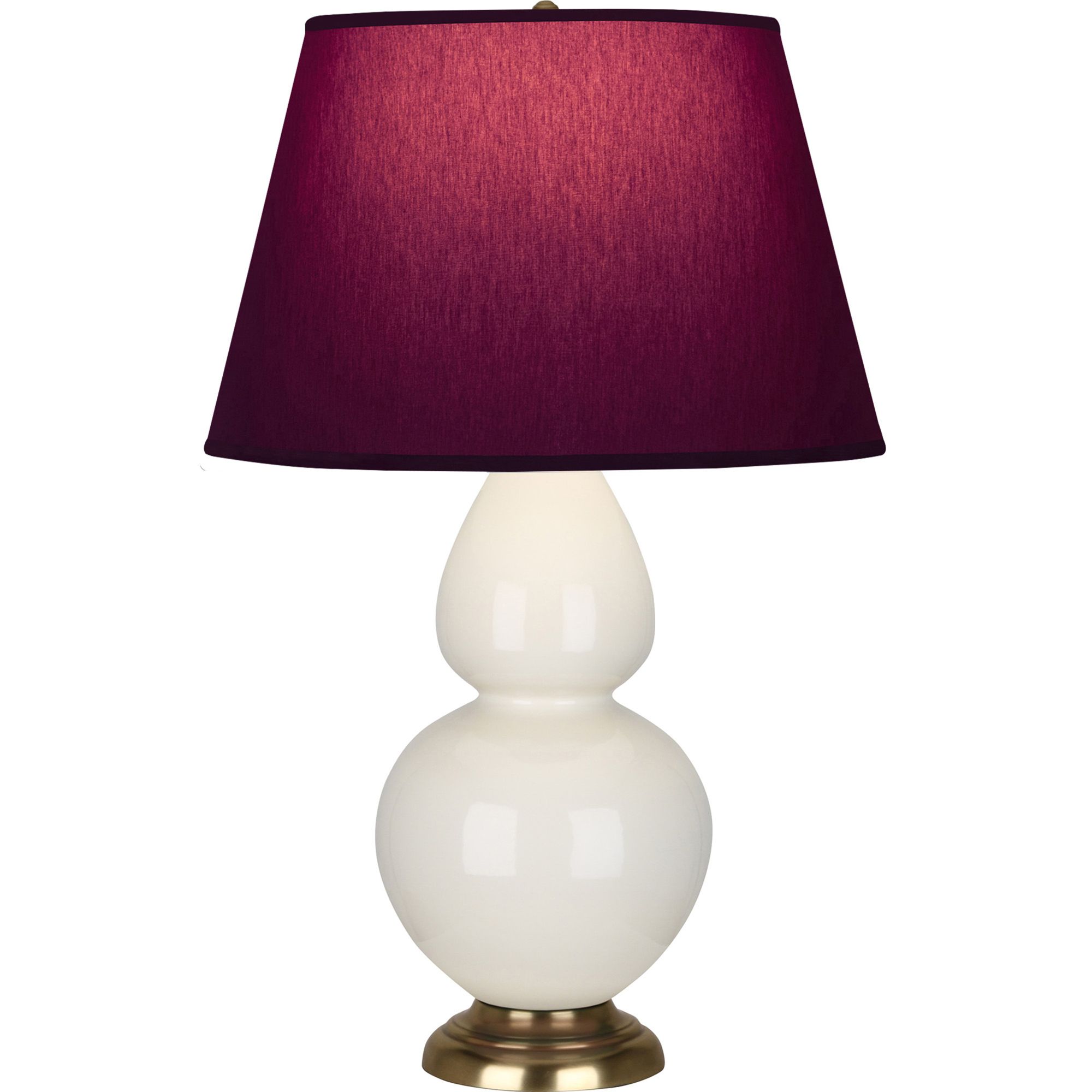 Image 2 Double Gourd 31"H Bone And Brass Table Lamp w/ Plum And Lavender Shade more views