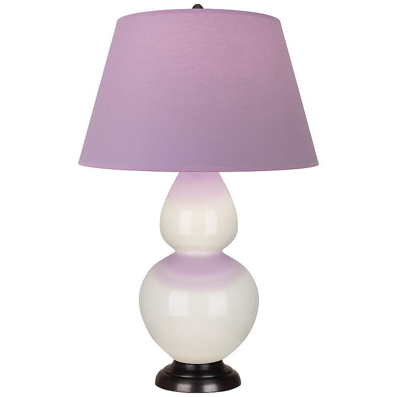 Image 1 Double Gourd 31"H Bone And Bronze Lamp w/ Lavender And Plum Shade