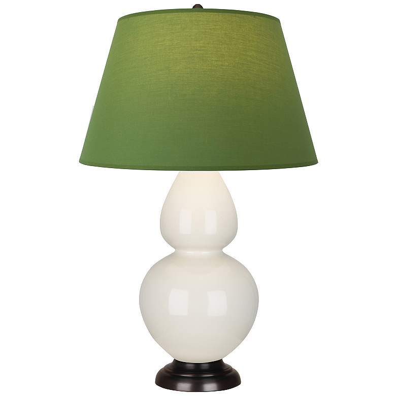Image 1 Double Gourd 31"H Bone And Bronze Lamp w/ Tea Green And Taupe Shade