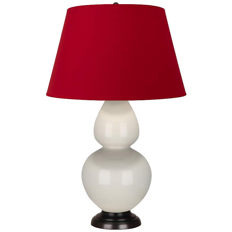 Image 1 Double Gourd 31"H Bone And Bronze Table Lamp w/ Black And Red Shade