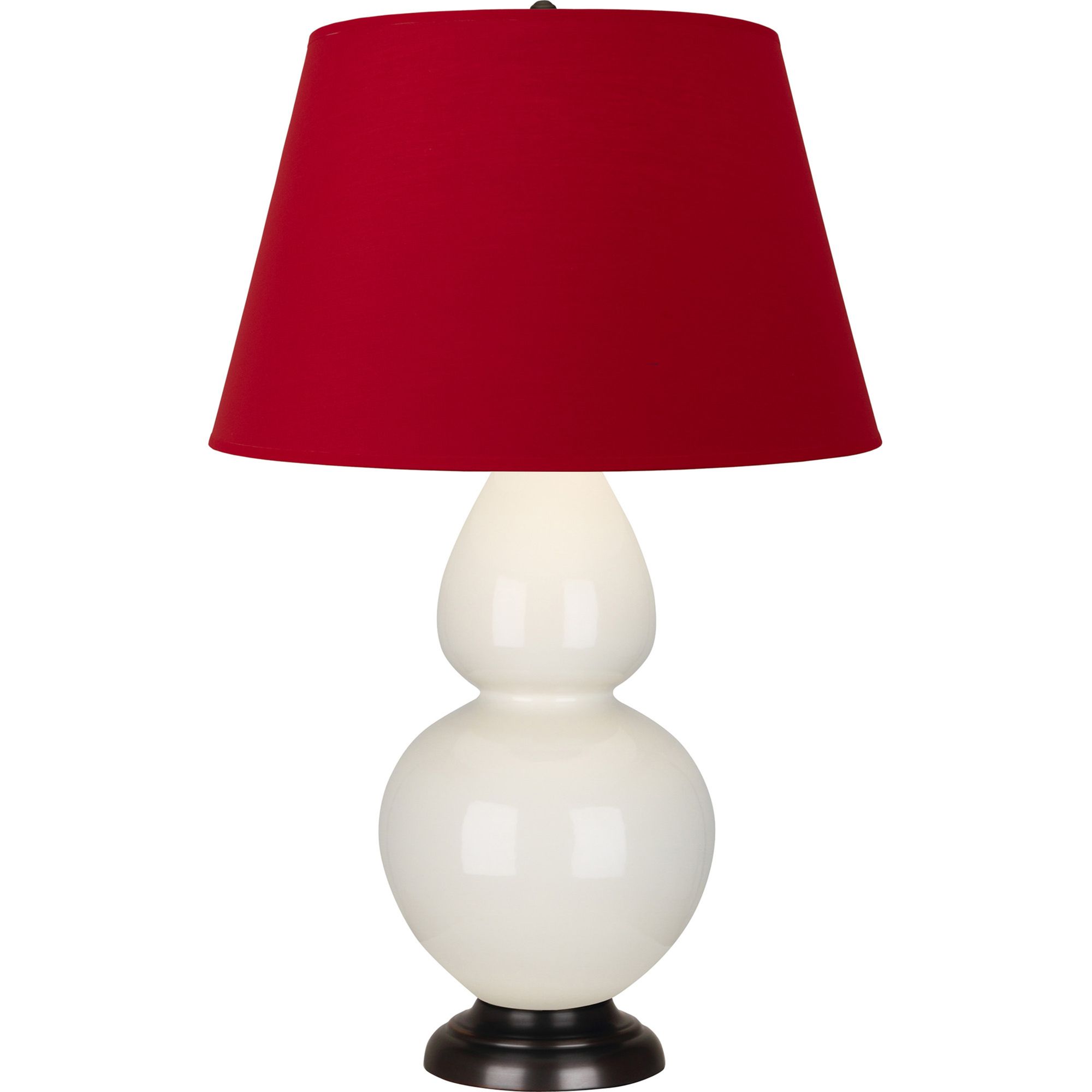 Image 2 Double Gourd 31"H Bone And Bronze Table Lamp w/ Black And Red Shade more views