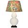Double Gourd 31"H Bone And Bronze Table Lamp w/ Fall Floral Shade